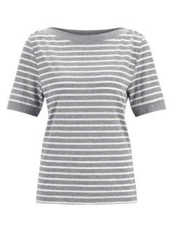 Kurzarmshirt mit silberfarbigen Metallknöpfen
