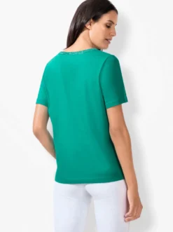 Kurzarmshirt mit silberfarbiger Paspel