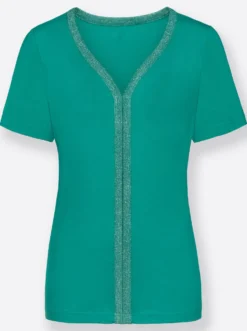 Kurzarmshirt mit silberfarbiger Paspel