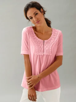 Kurzarmshirt mit Stickerei
