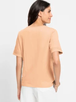 Kurzarmshirt mit Stickerei und Biesen
