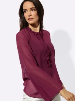 Langarm-Bluse aus duftigem Georgette
