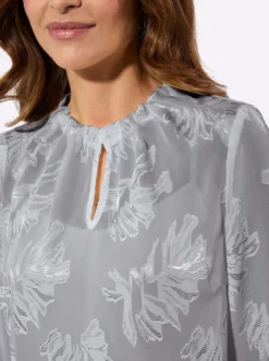 Langarm-Bluse mit Falten am Ausschnitt
