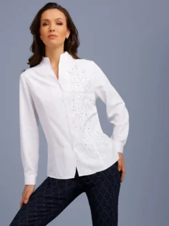 Langarm-Bluse mit Glitzersteinchen