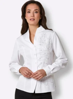 Langarm-Bluse mit Glitzersteinchen