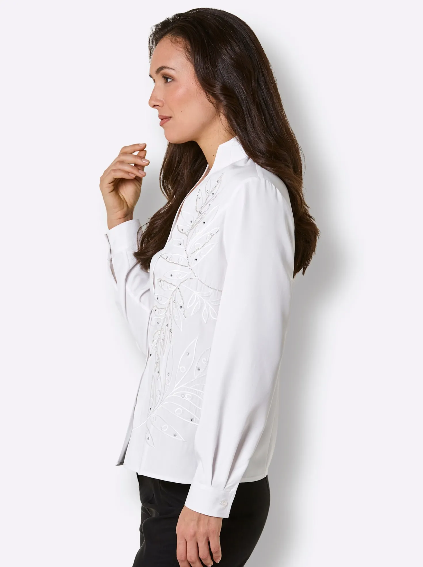 Langarm-Bluse mit Glitzersteinchen