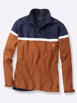 Langarm-Poloshirt im Colour Blocking-Dessin