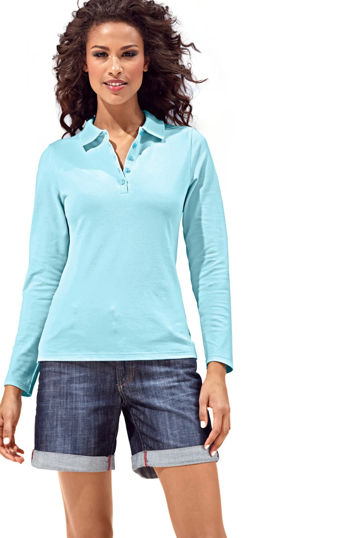 Langarm-Poloshirt in Pikee-Qualität