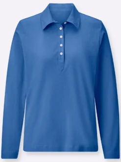 Langarm-Poloshirt in reiner Baumwoll-Qualität