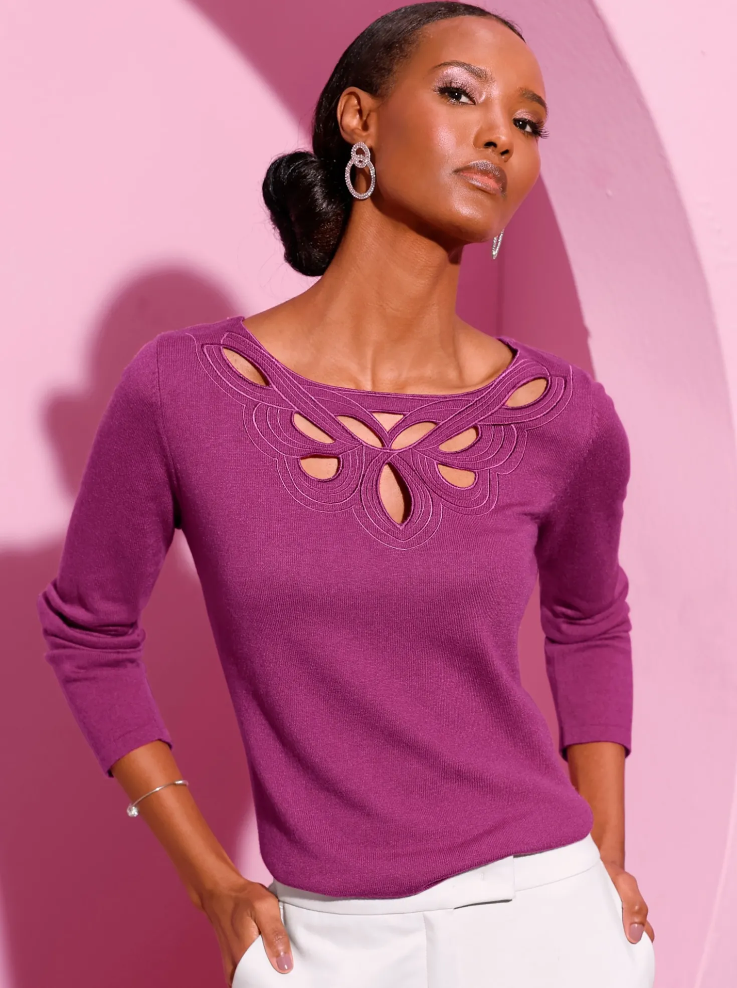 Langarm-Pullover edle Mischung mit Viskose und Modal