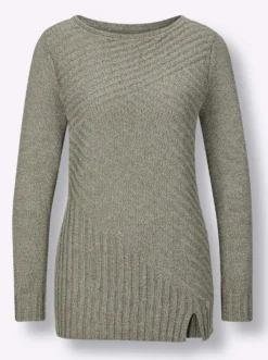 Langarm-Pullover in Rippenstrick
