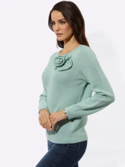 Langarm-Pullover mit Blüten-Applikation