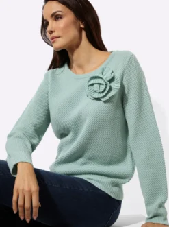Langarm-Pullover mit Blüten-Applikation