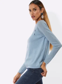 Langarm-Pullover mit Cut-Outs am Ausschnitt