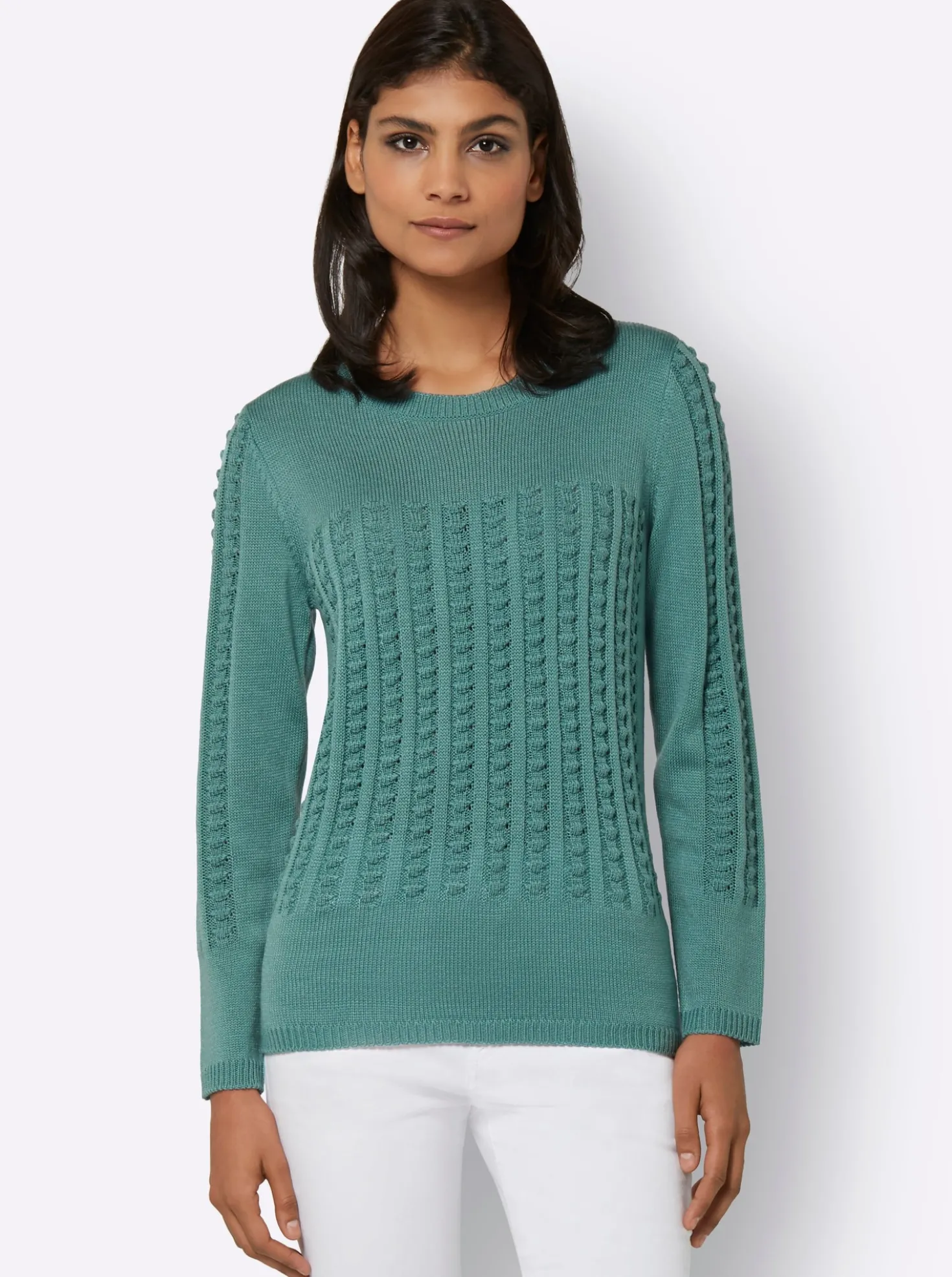 Langarm-Pullover mit 3D-Strickmuster