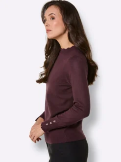Langarm-Pullover mit gebogtem Saum