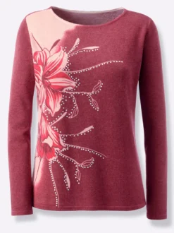 Langarm-Pullover mit Glitzersteinchen