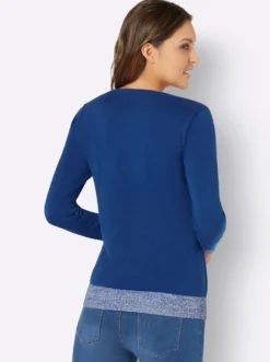 Langarm-Pullover mit Melange-Partien