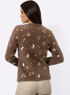 Langarm-Pullover mit Pailletten-Verzierung