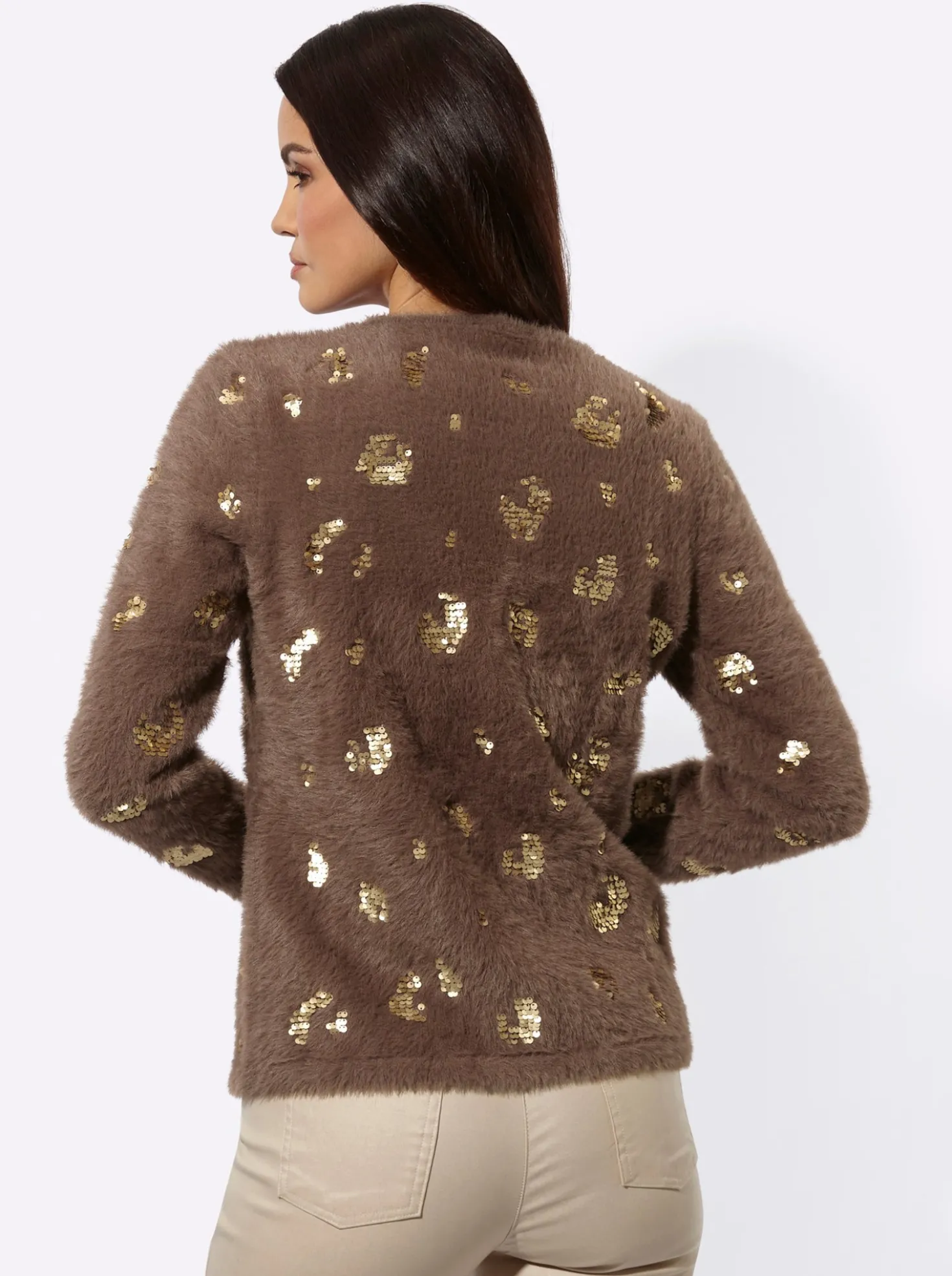 Langarm-Pullover mit Pailletten-Verzierung