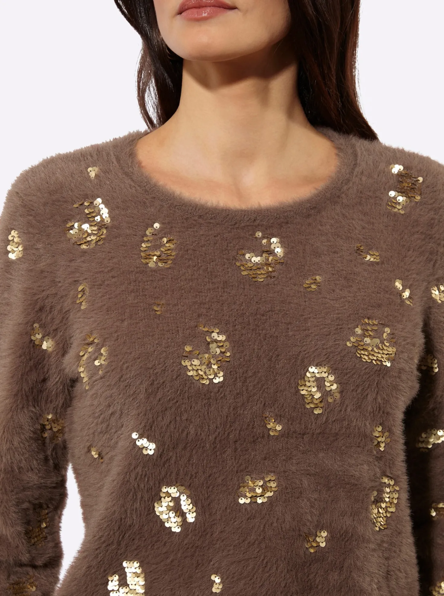 Langarm-Pullover mit Pailletten-Verzierung