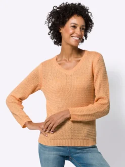 Langarm-Pullover mit Struktur-Strickmuster