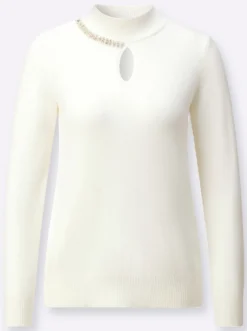 Langarm-Pullover mit Zierketten-Element