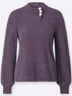 Langarm-Pullover mit Zierknöpfen
