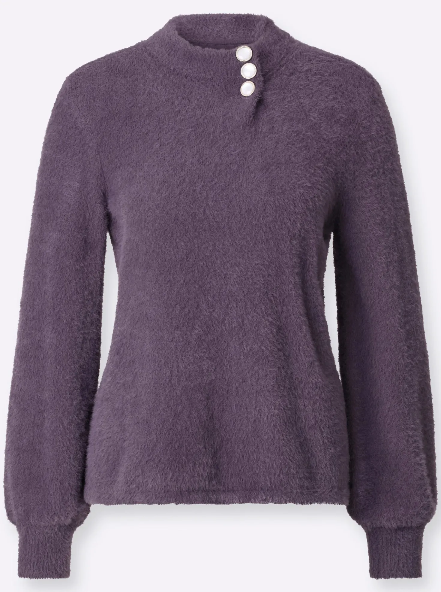 Langarm-Pullover mit Zierknöpfen