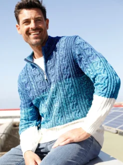 Langarm-Pullover mit Zopfmuster