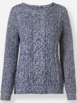Langarm-Pullover mit Zopfmuster vorne