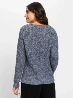 Langarm-Pullover mit Zopfmuster vorne