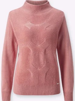 Langarm-Pullover mit Zopfstrick-Muster