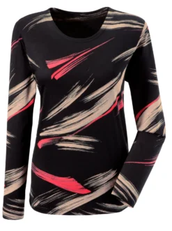 Langarmshirt im Material-Mix