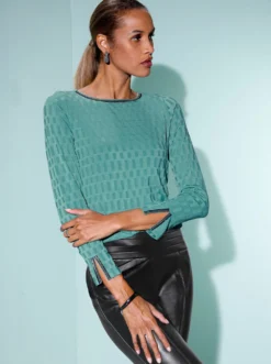 Langarmshirt in Jacquard-Struktur