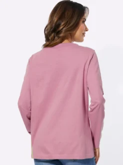 Langarmshirt mit Bindeband am Ausschnitt