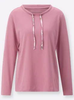 Langarmshirt mit Bindeband am Ausschnitt