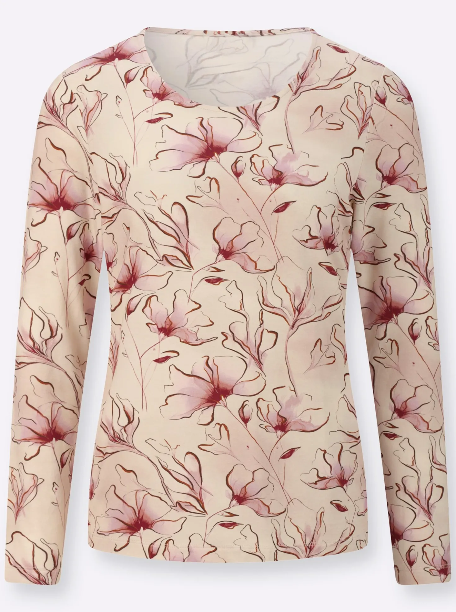 Langarmshirt mit floralem Dessin
