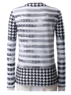 Langarmshirt mit Hahnentritt-Muster
