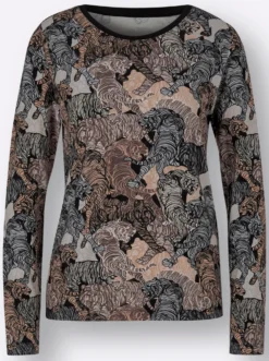 Langarmshirt mit kontrastfarbiger Paspel