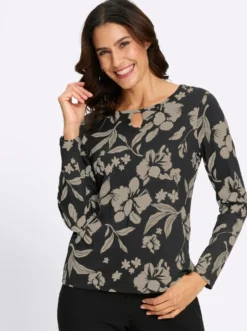 Langarmshirt mit Tropfen-Ausschnitt