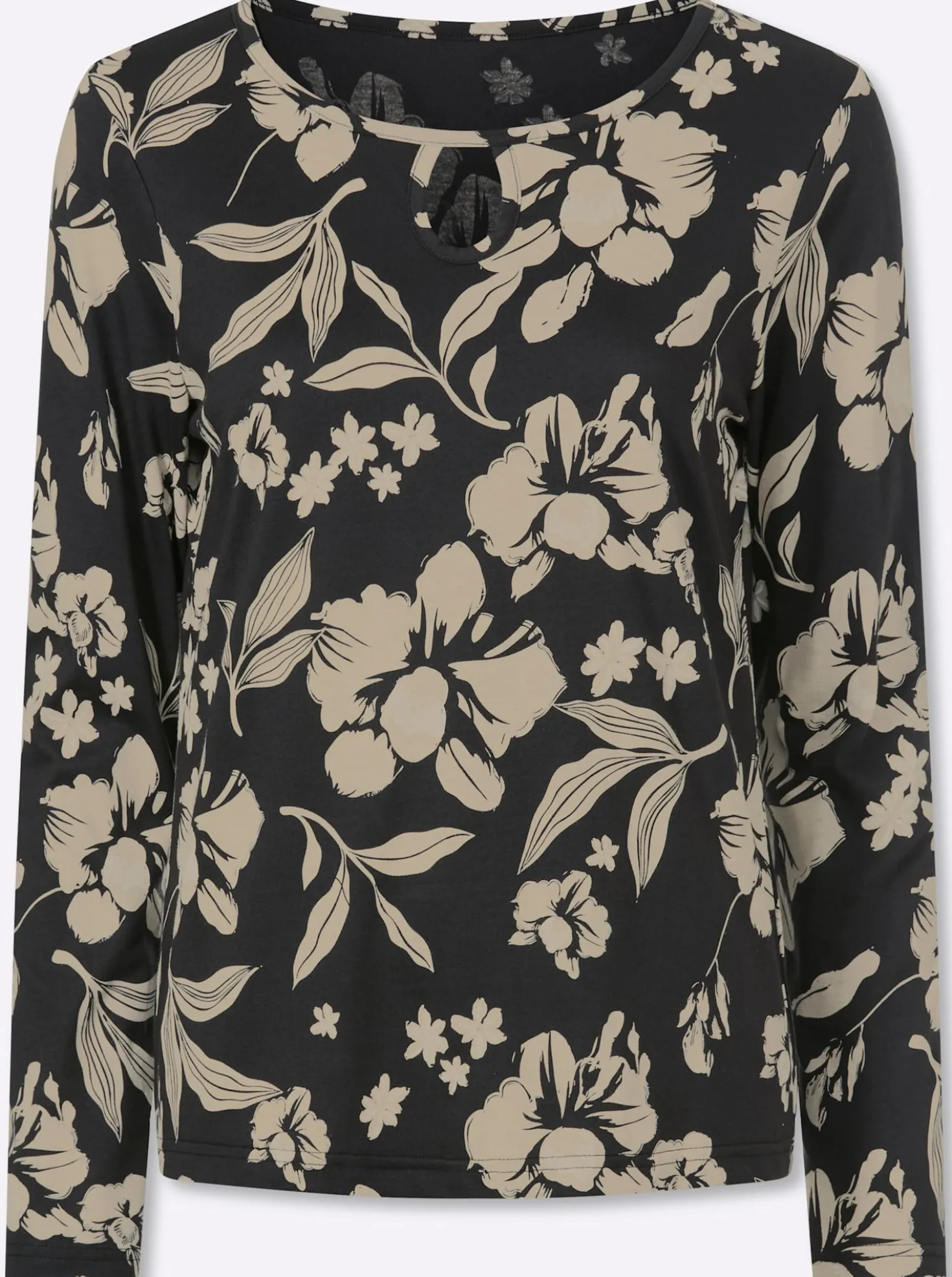 Langarmshirt mit Tropfen-Ausschnitt