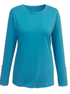Langarmshirt mit Zierknopfleiste