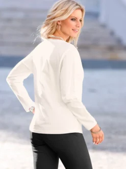 Langarmshirt mit Zierknopfleiste