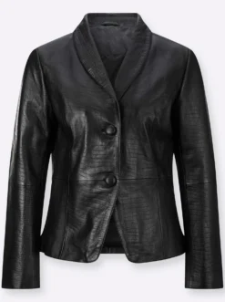 Lederblazer in Kroko-Prägung