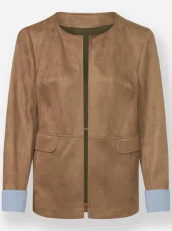 Lederimitat-Blazer in Velours-Optik