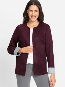 Lederimitat-Blazer in Velours-Optik