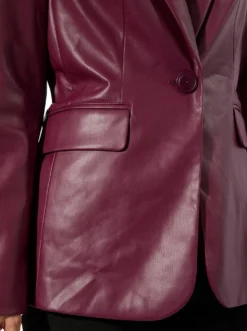 Lederimitat-Blazer mit Reverskragen