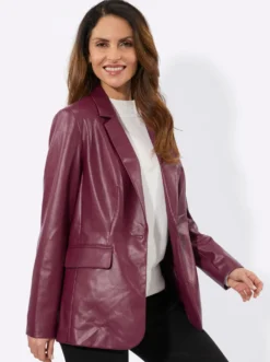Lederimitat-Blazer mit Reverskragen