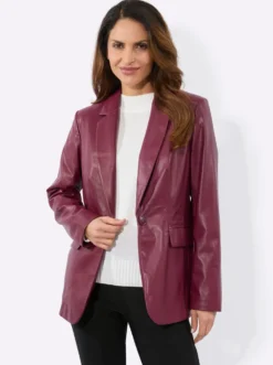 Lederimitat-Blazer mit Reverskragen